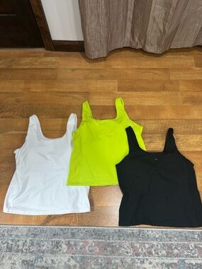 Reebok Women's Scoop Neck Tank Trio - White, Neon Yellow, Black